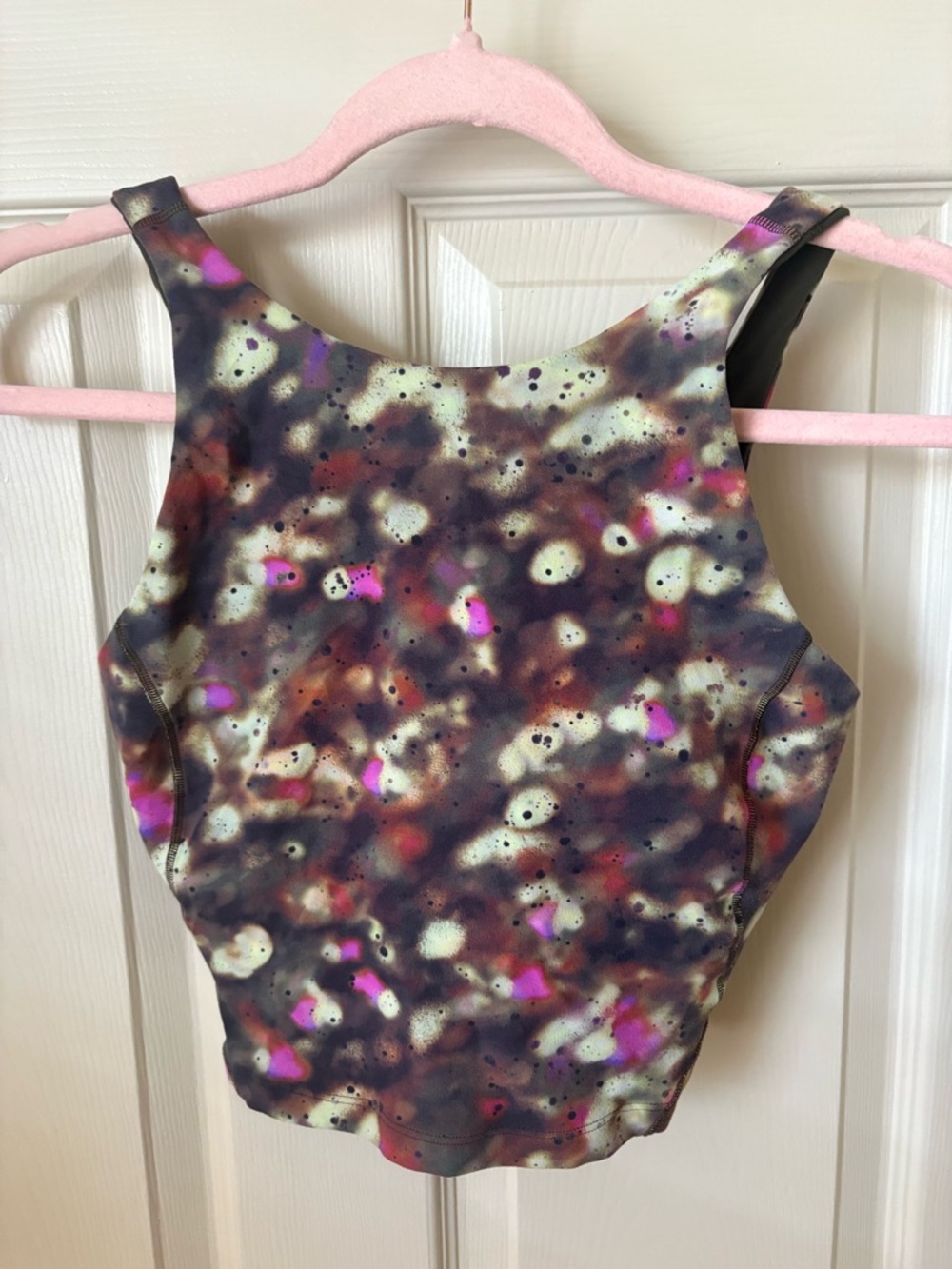 Lululemon Cropped Tank Top Built In Bra Size 4 Multicolor Printed